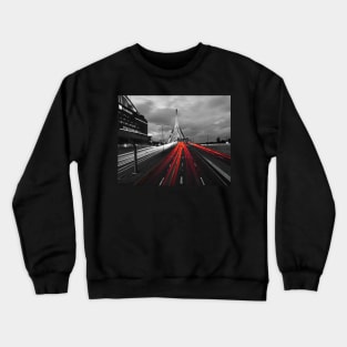 Zakim Bridge and TD Garden Boston MA Red Tail Lights Crewneck Sweatshirt